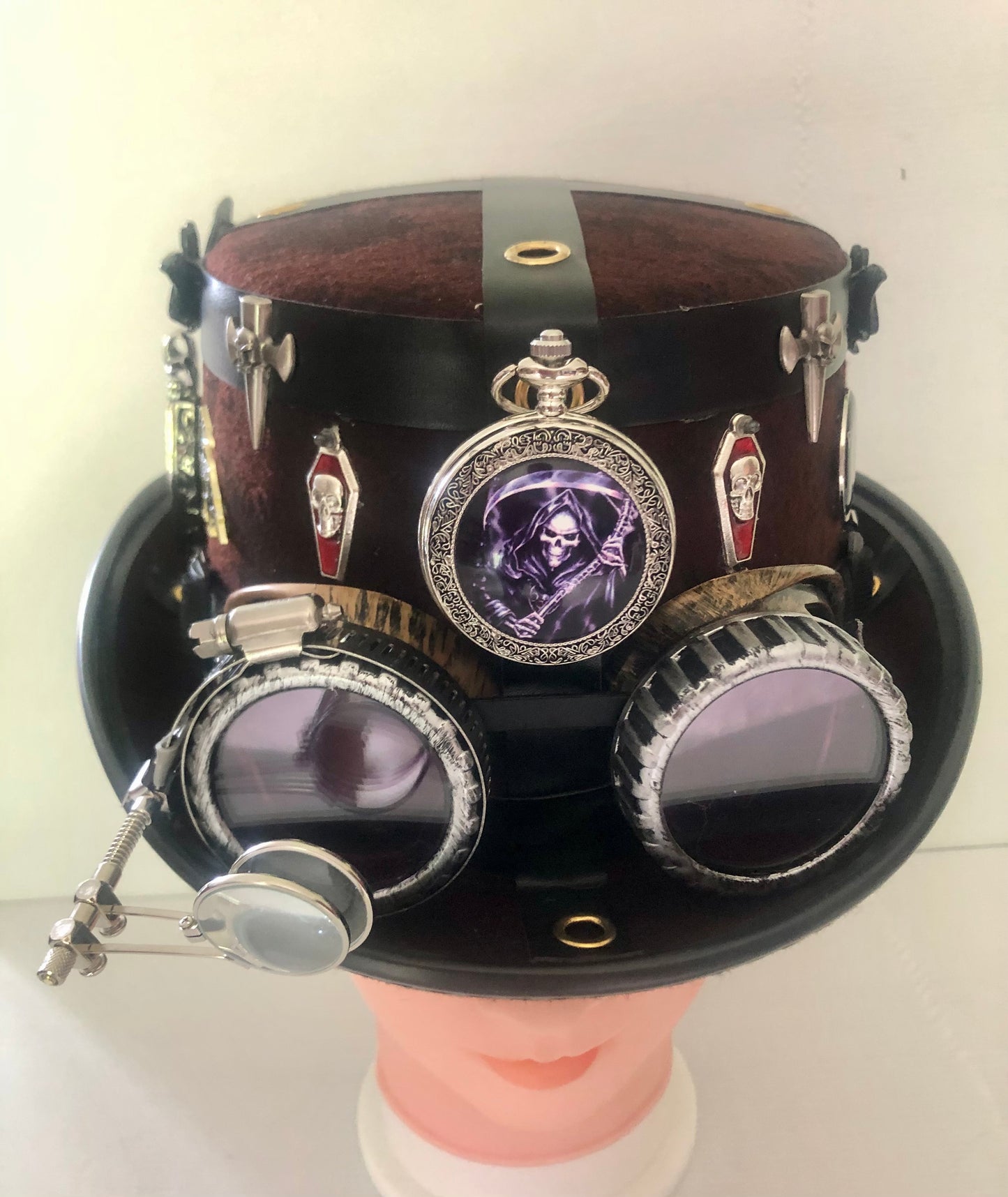 Steampunk Style (Grim Reaper Theme) Hat with Goggles (Item #535)