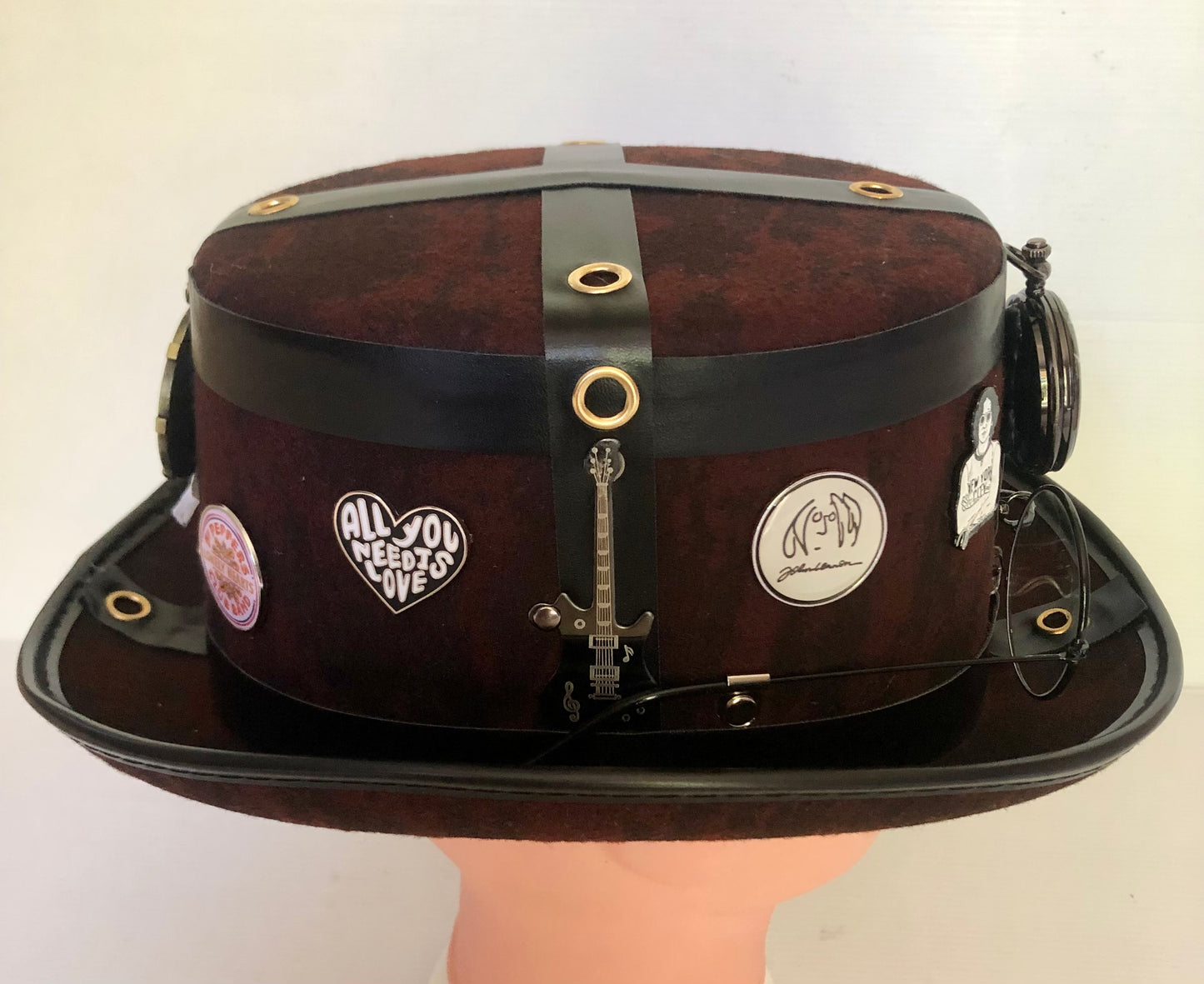 Steampunk Style (John Lennon Theme) Hat with Goggles (Item #542)