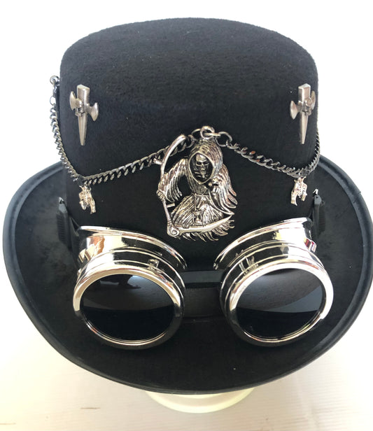 Steampunk Style (Grim Reaper Theme) Hat with Goggles (Item # 541)