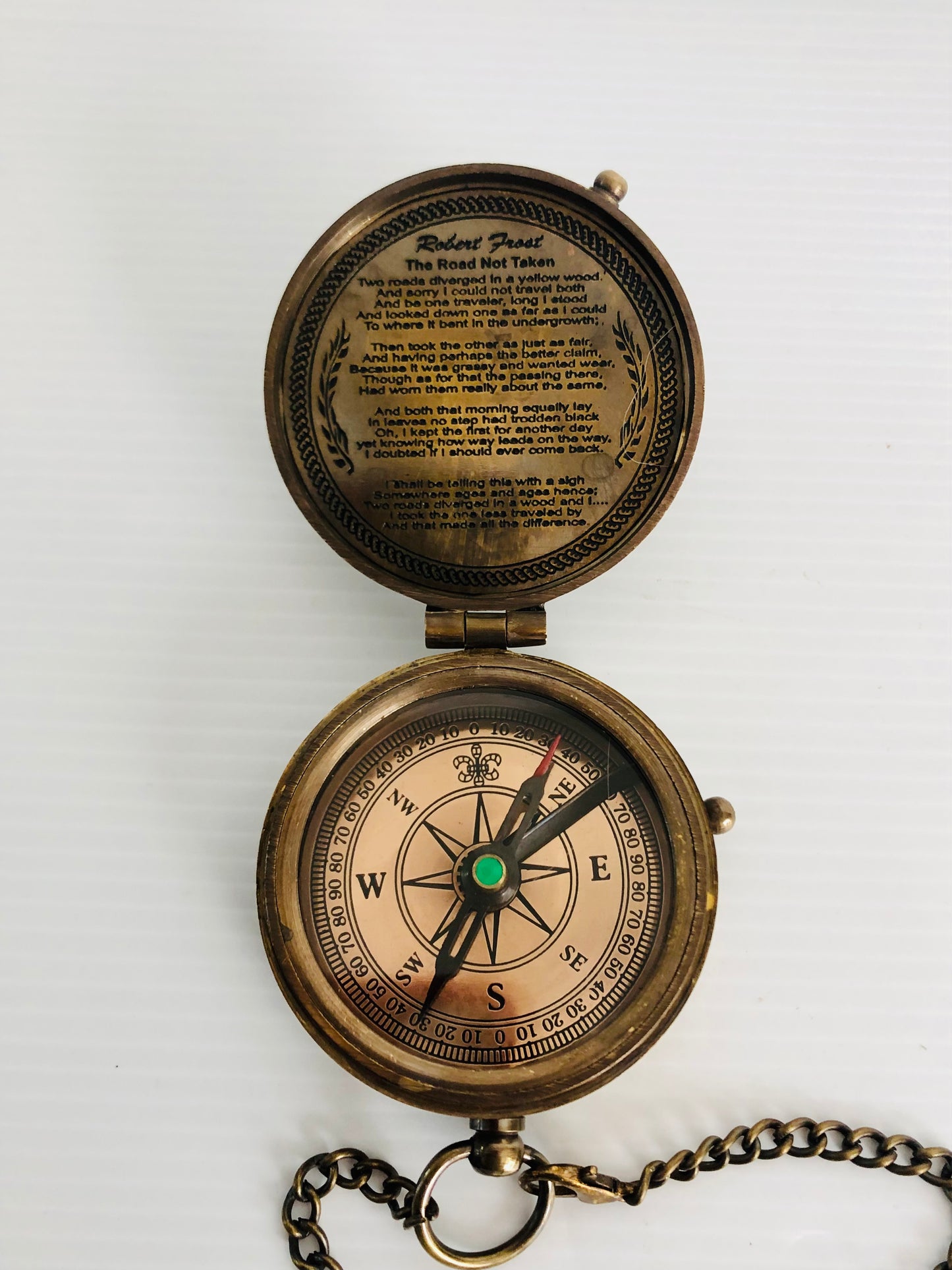 5cm Compass ( Not All Those Wander Are Lost ) with Robert Frost Poem