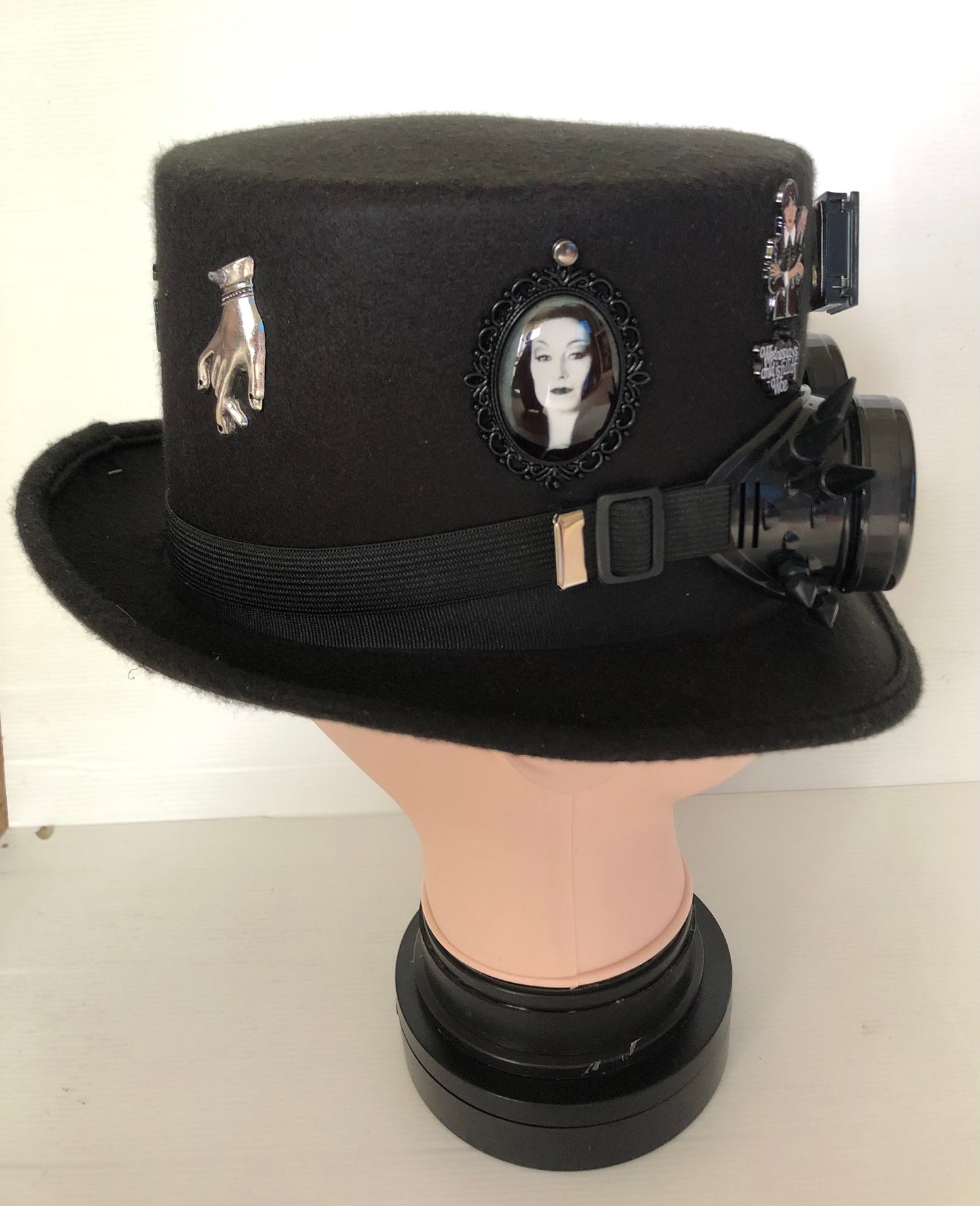 Steampunk Style Hat (Wednesday Adams Theme) with Goggles (Item #422)