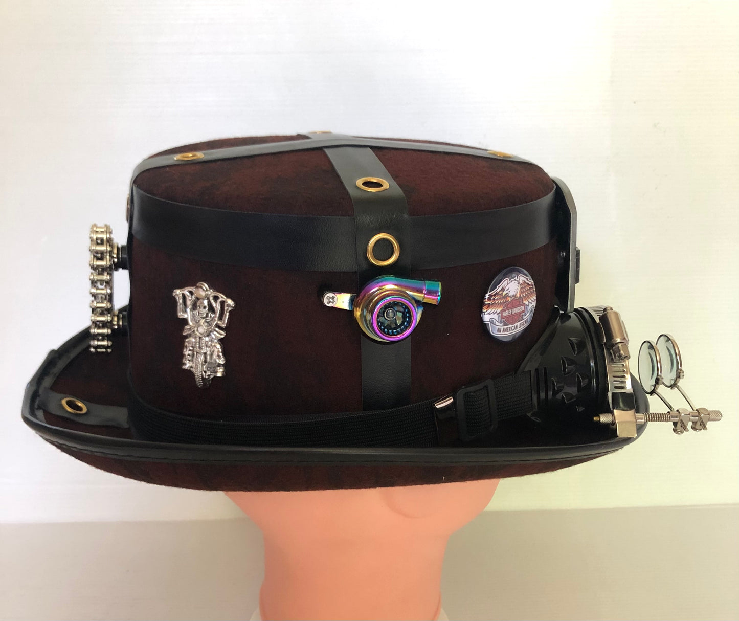 Steampunk Style (Harley Davison Theme) Hat with Goggles (Item #549)