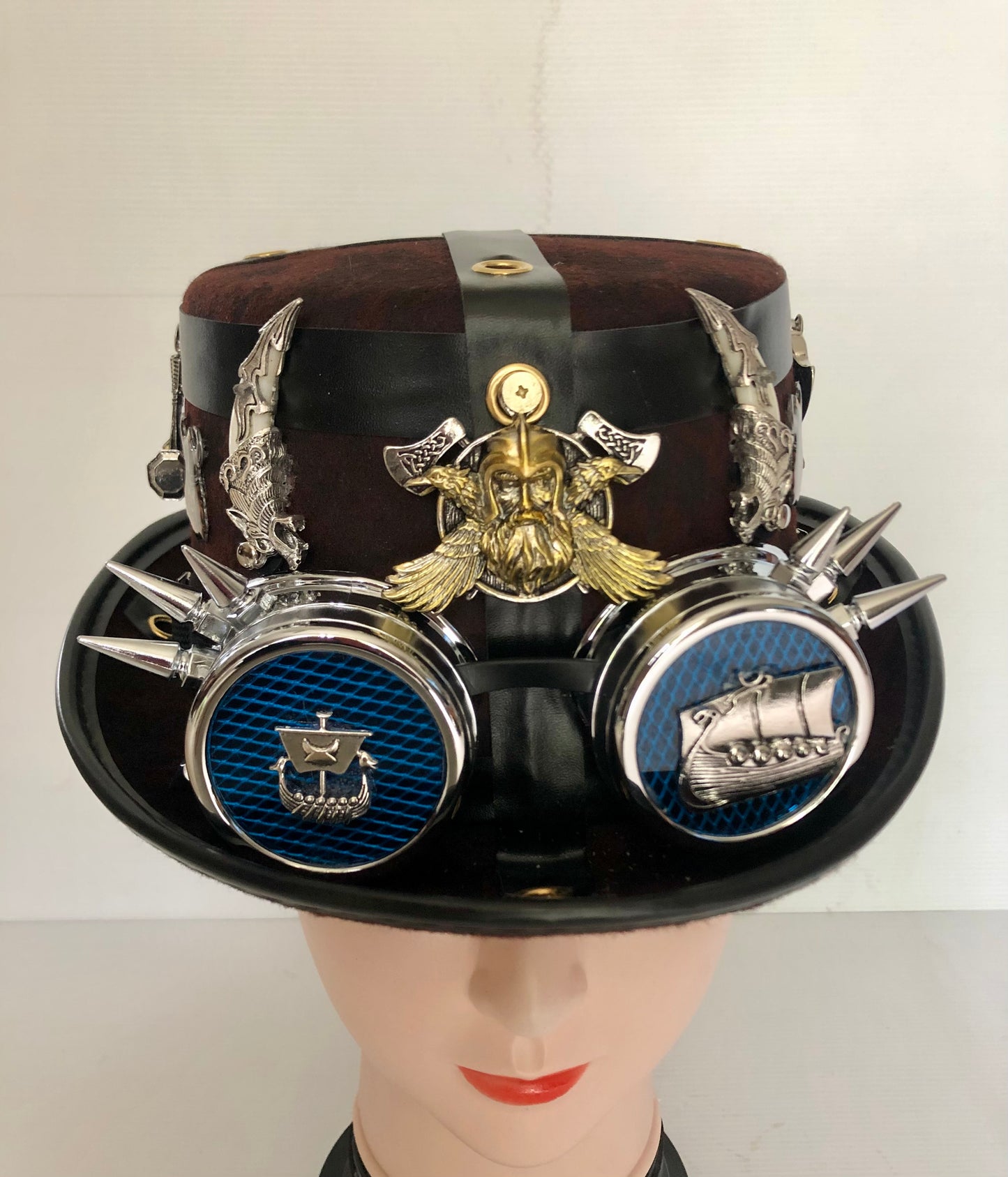 Steampunk Style (Viking Theme) Hat with Goggles (Item #488)