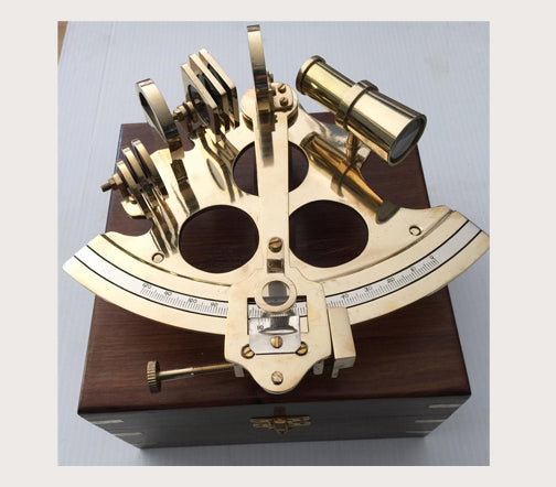 Nautical Sextant 6 "  solid shiny brass with lovely wooden Display Box