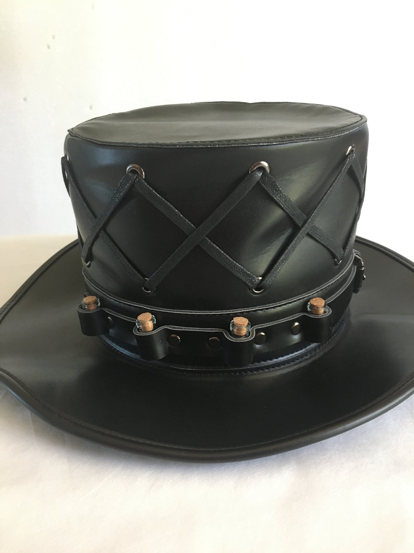 Steampunk Style  Leather Hat  with Glass Vials(PH004)