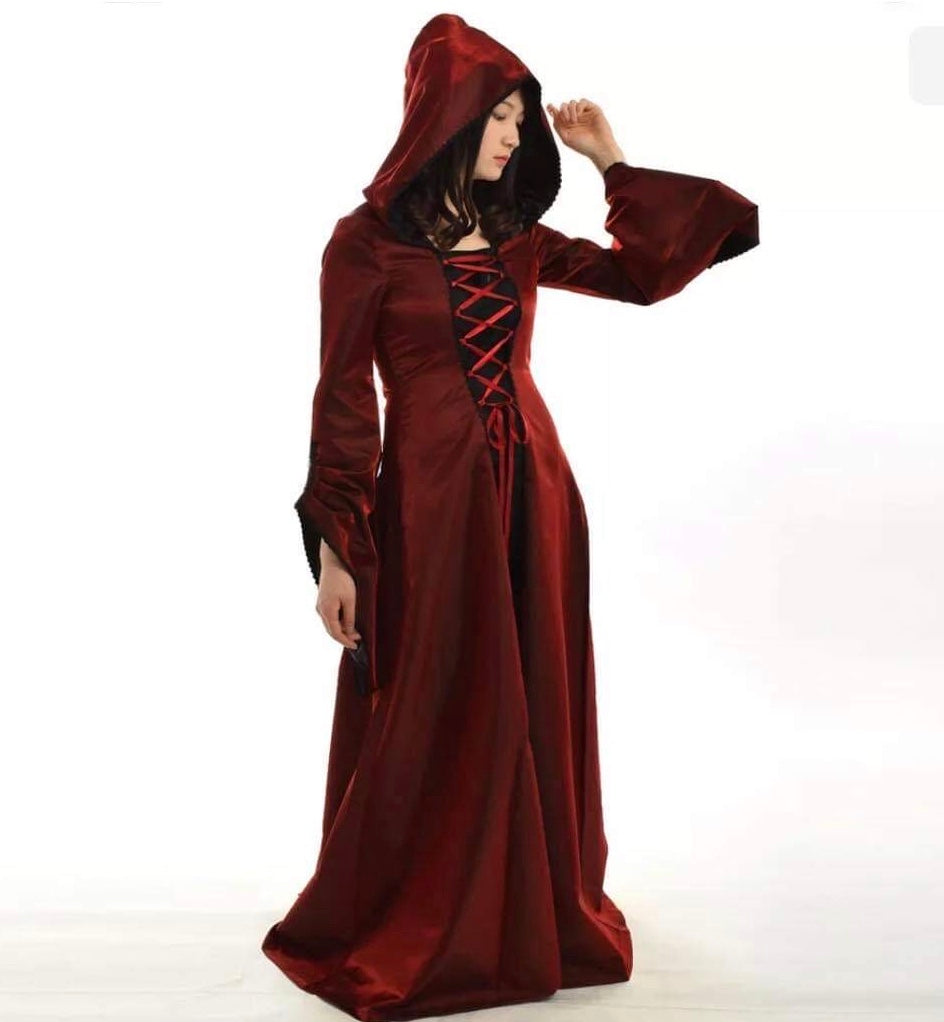 Women cosplay fancy hooded long dress