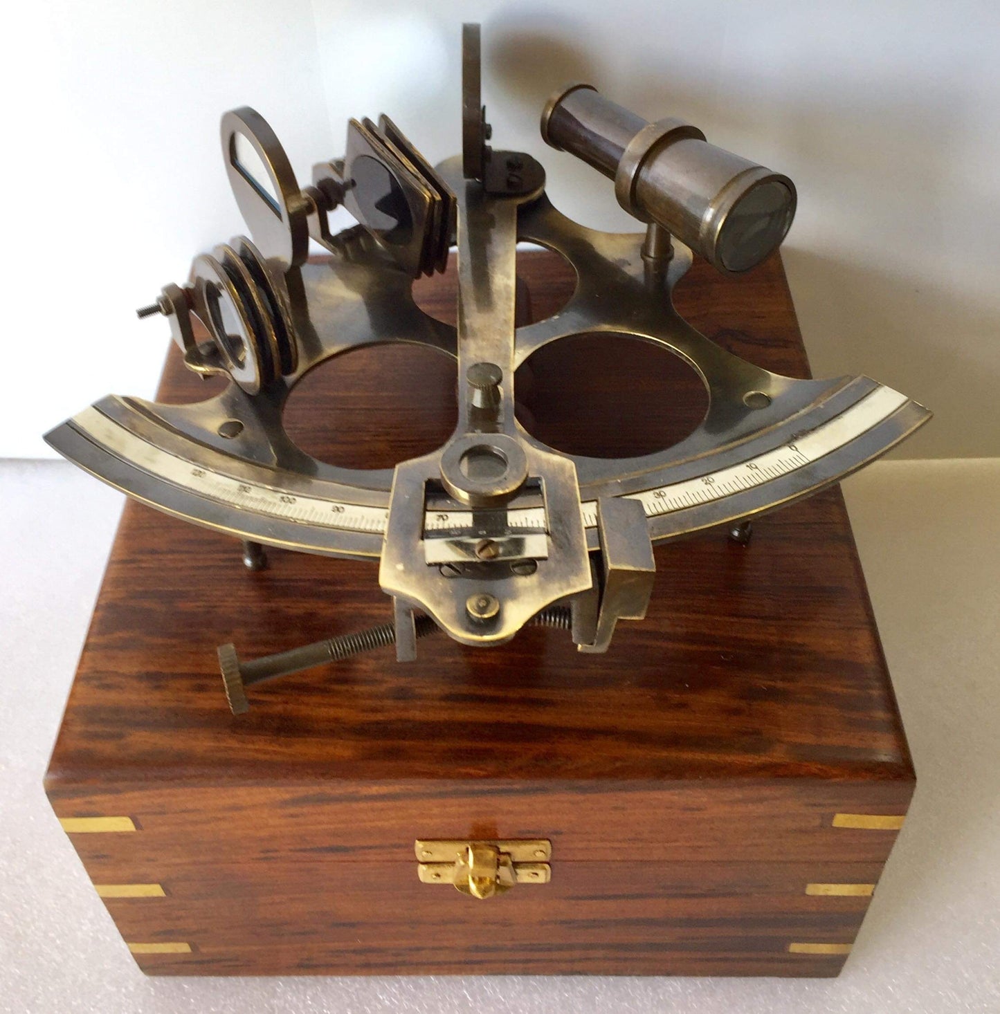 Nautical Sextant 6  solid brass"(antique color) with lovely wooden display box