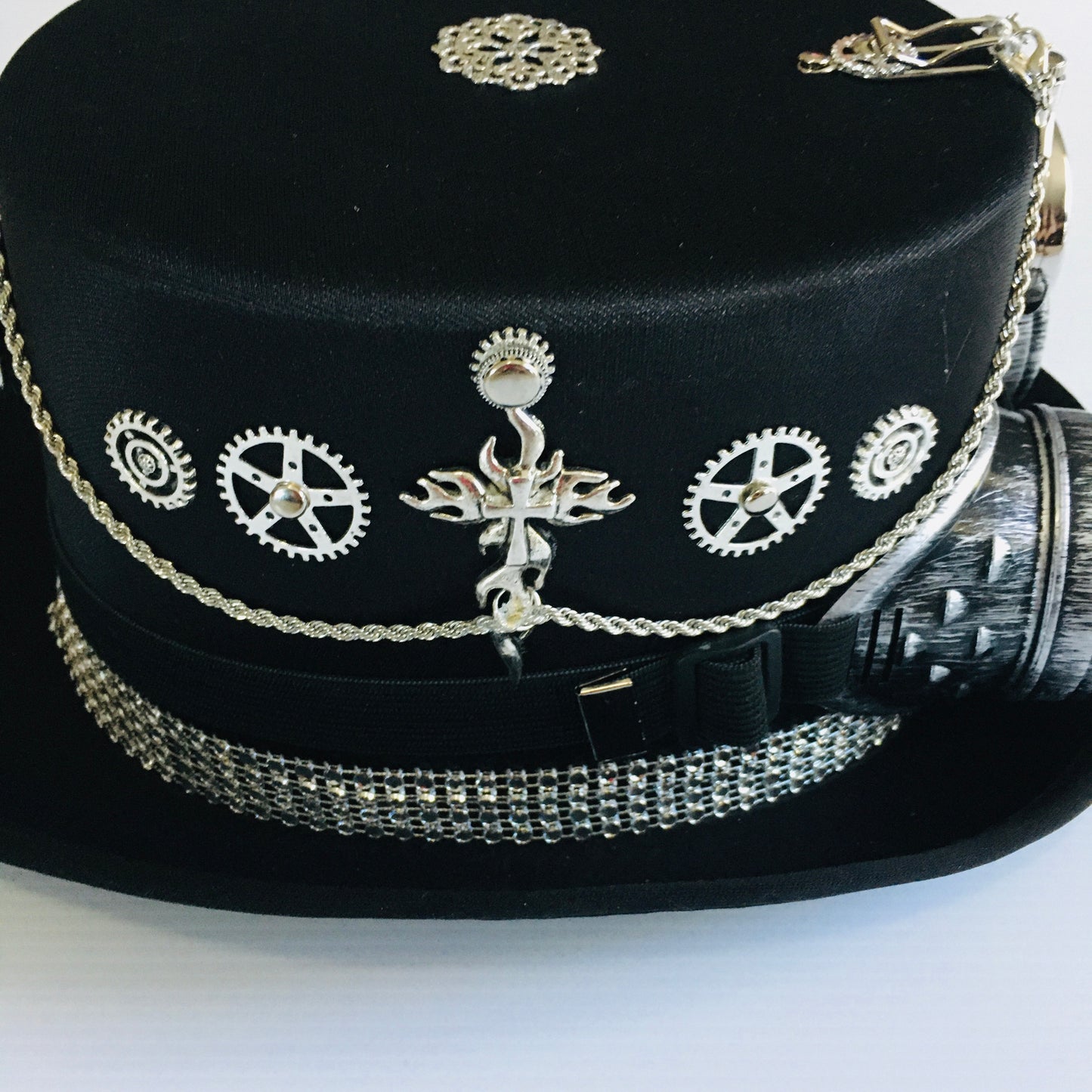Steampunk  Style  black Top Hat clock and goggles (Item #32)