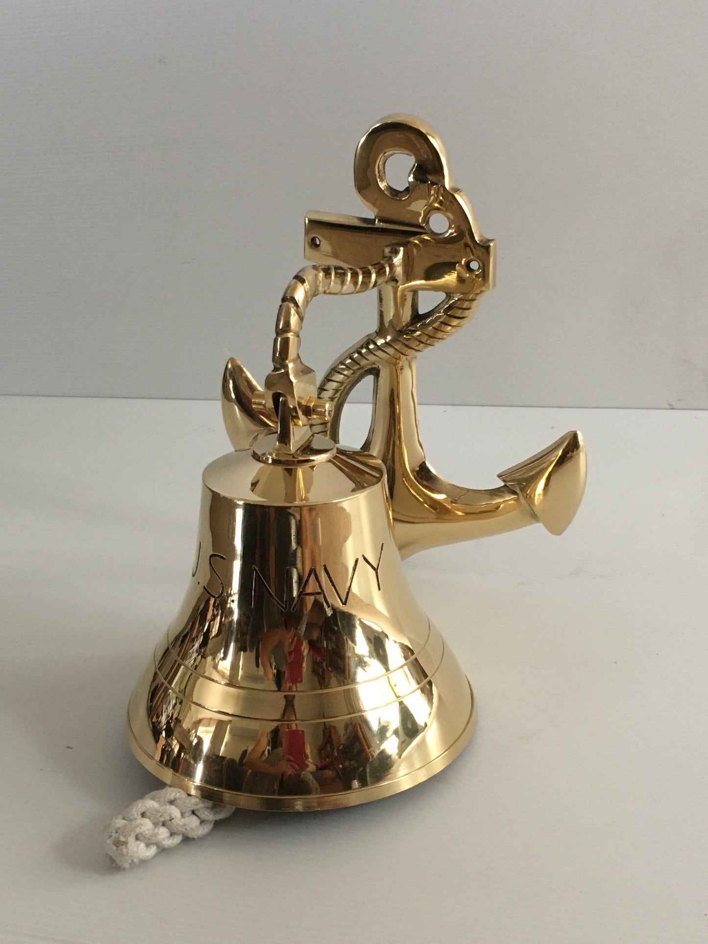 Solid Brass 6 " U.S. Navy Bell with Large Anchor Bracket
