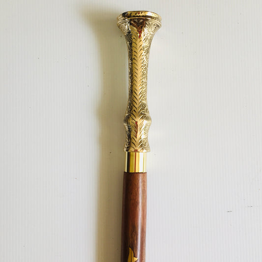Walking Stick Brown with brass inlay and Round Pillar Handle – NAUTIPUNK