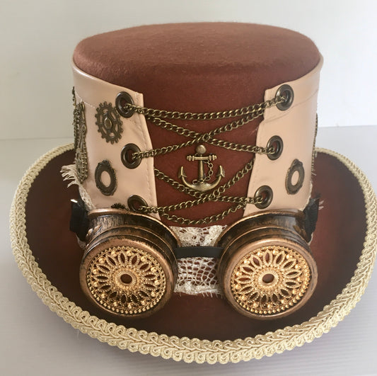 Steampunk Style Top Hat with goggles "Nautical Theme" (Item # NC74)