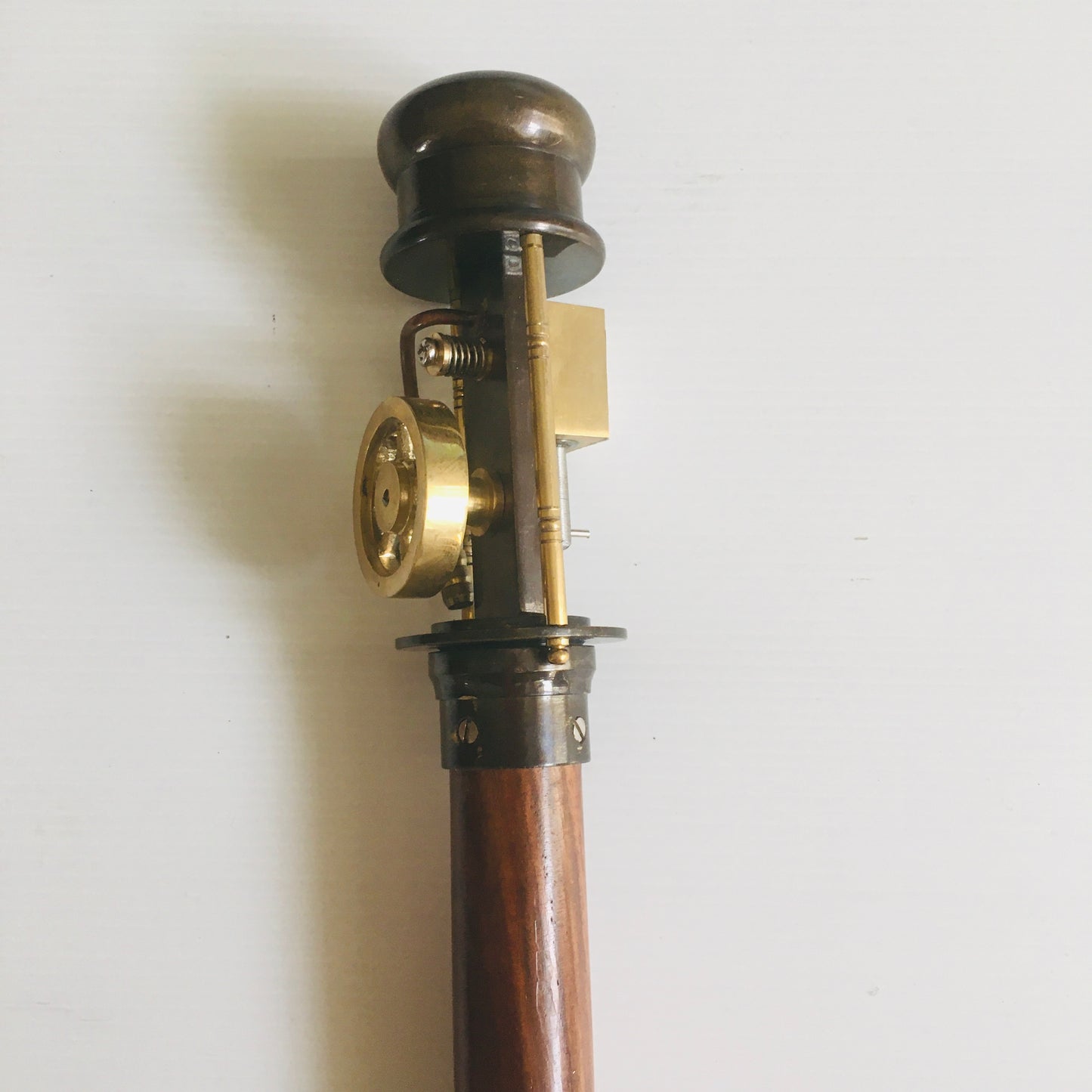 Walking Stick with steam engine handle on brown stick