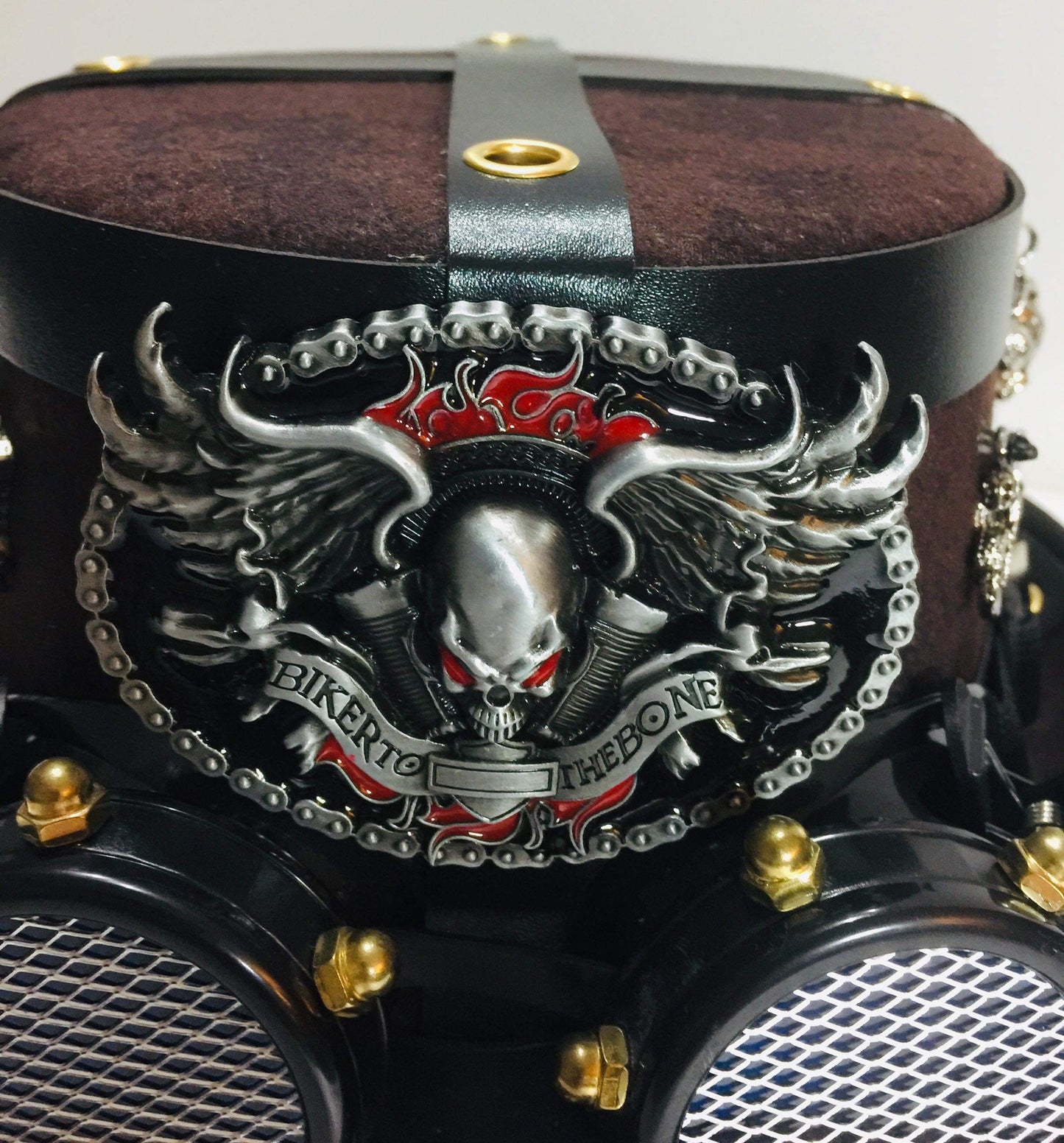 Steampunk Style Top Hat  Motor biker's Theme ( Item #N-01)