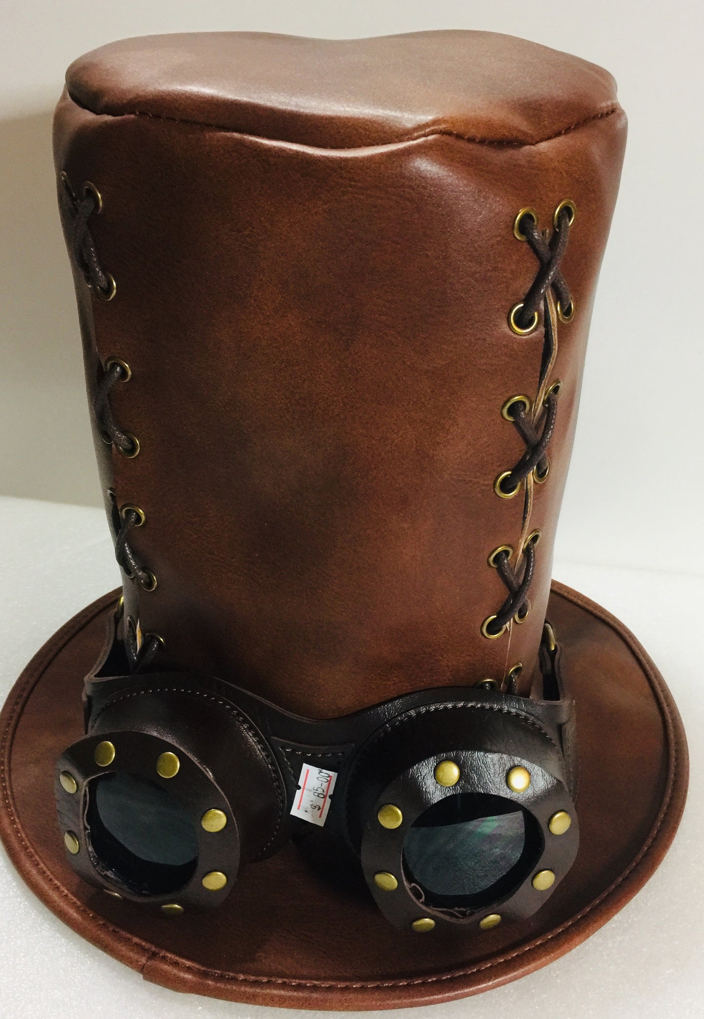Steampunk Top Hat Tall brown with goggles 28 cm tall