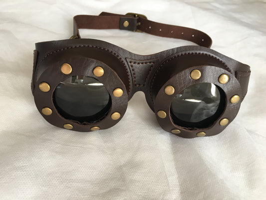 Steampunk leather goggles