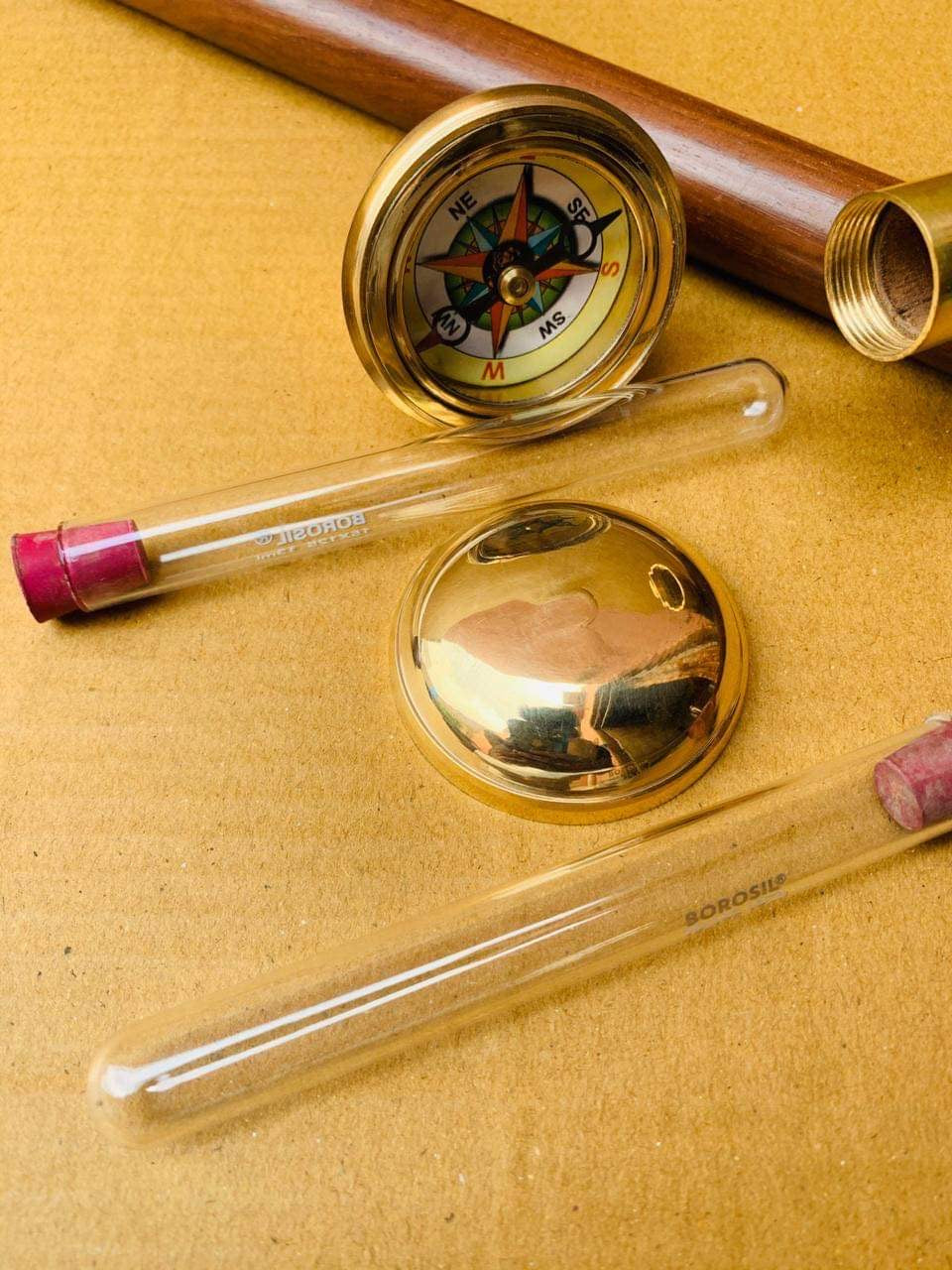 Walking Sticks with compass and glass vial